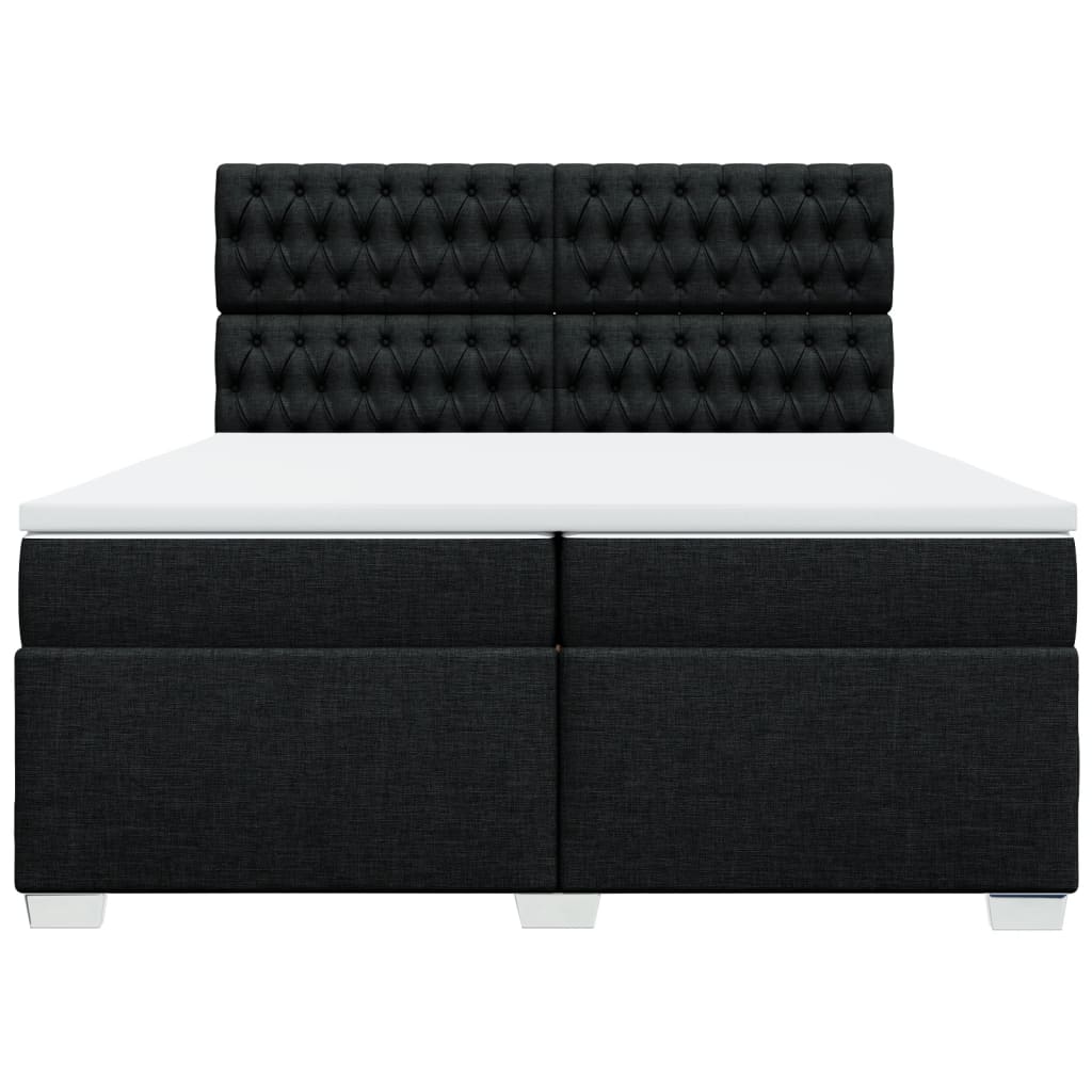 Giroletto a Molle con Materasso Nero 200x200 cm in Tessuto