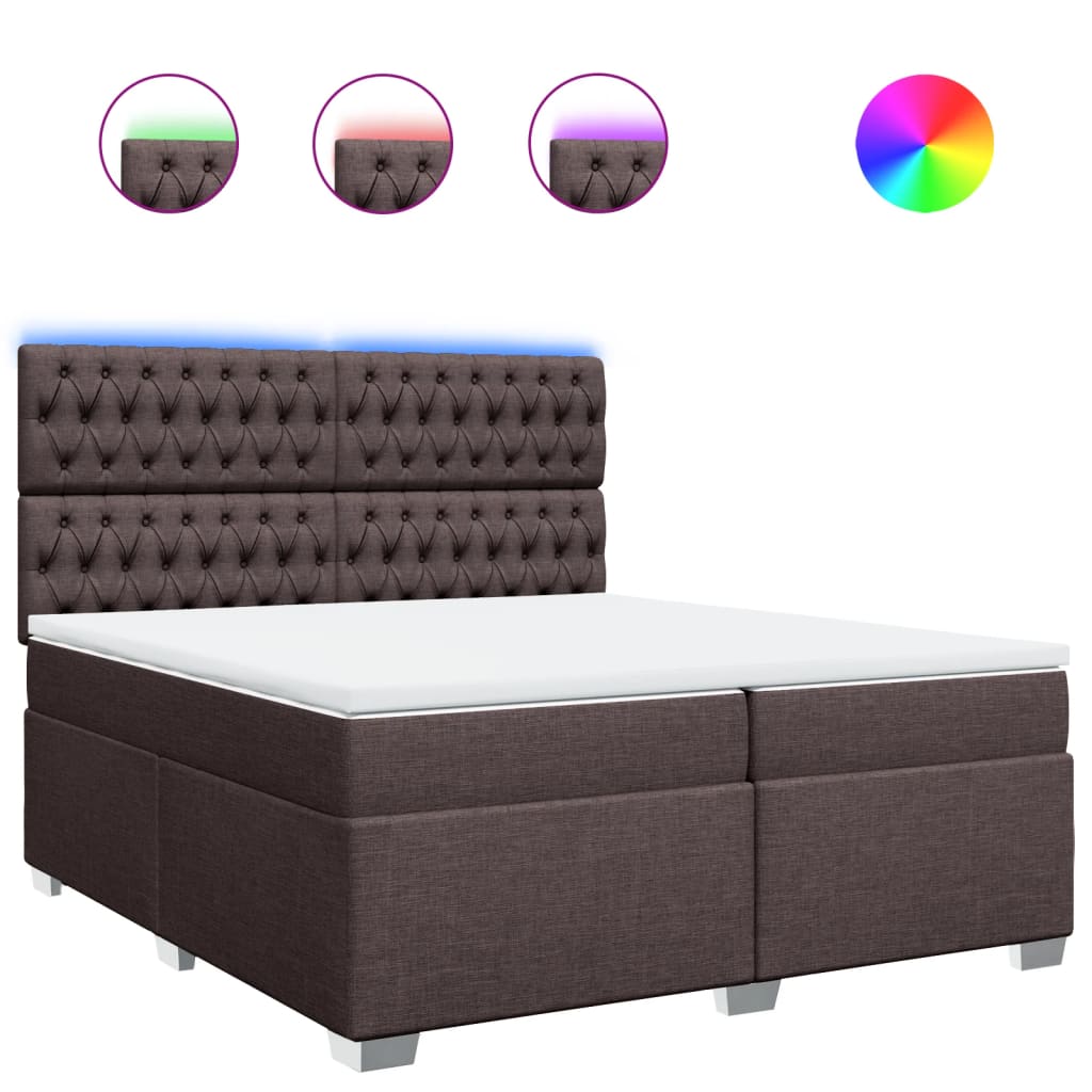 Giroletto a Molle con Materasso Marrone Scuro 200x200cm Tessuto | homemem39