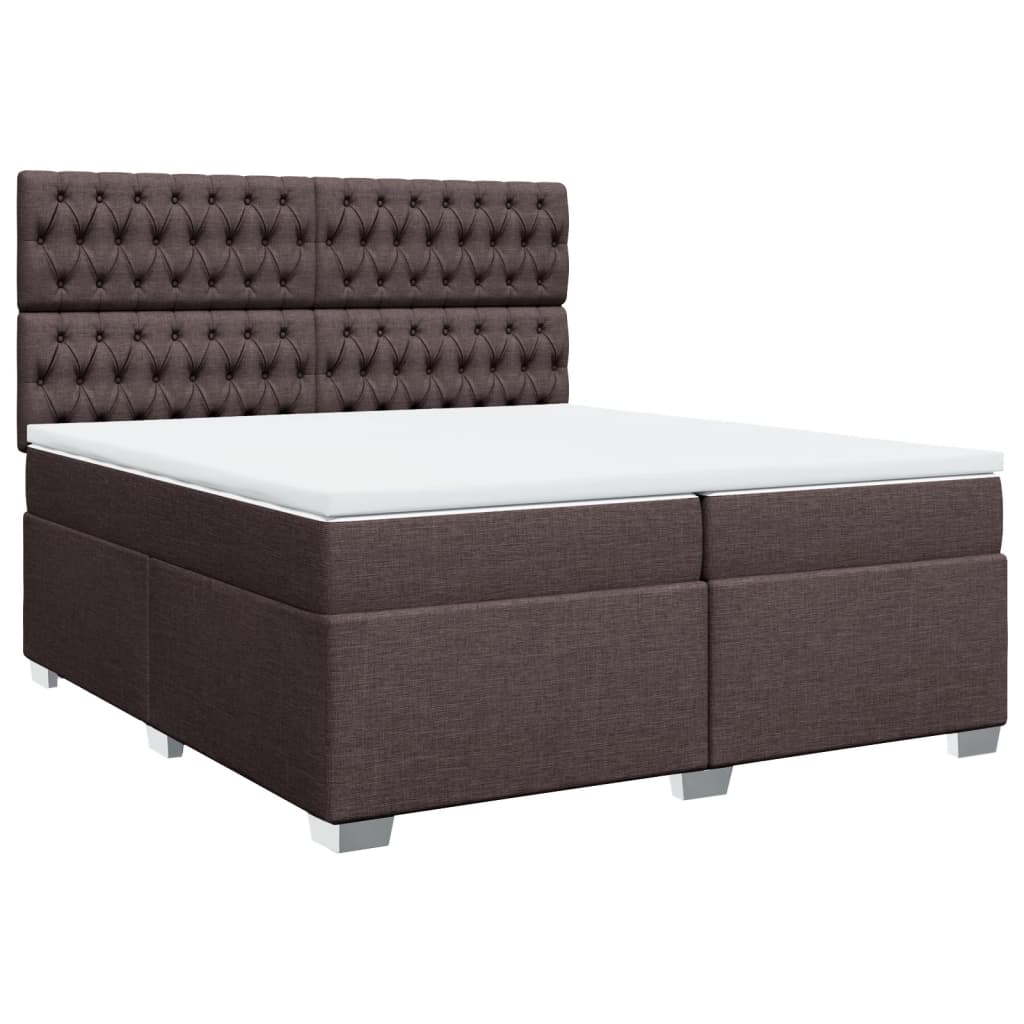 Giroletto a Molle con Materasso Marrone Scuro 200x200cm Tessuto | homemem39