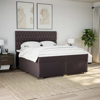 Giroletto a Molle con Materasso Marrone Scuro 200x200cm Tessuto