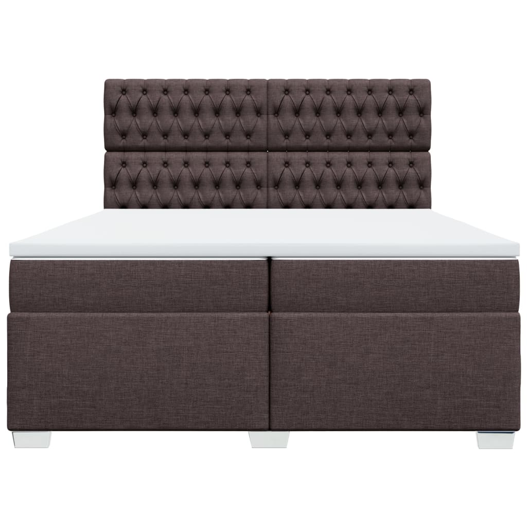 Giroletto a Molle con Materasso Marrone Scuro 200x200cm Tessuto | homemem39