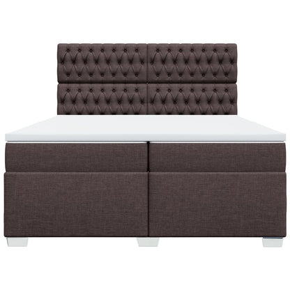Giroletto a Molle con Materasso Marrone Scuro 200x200cm Tessuto | homemem39