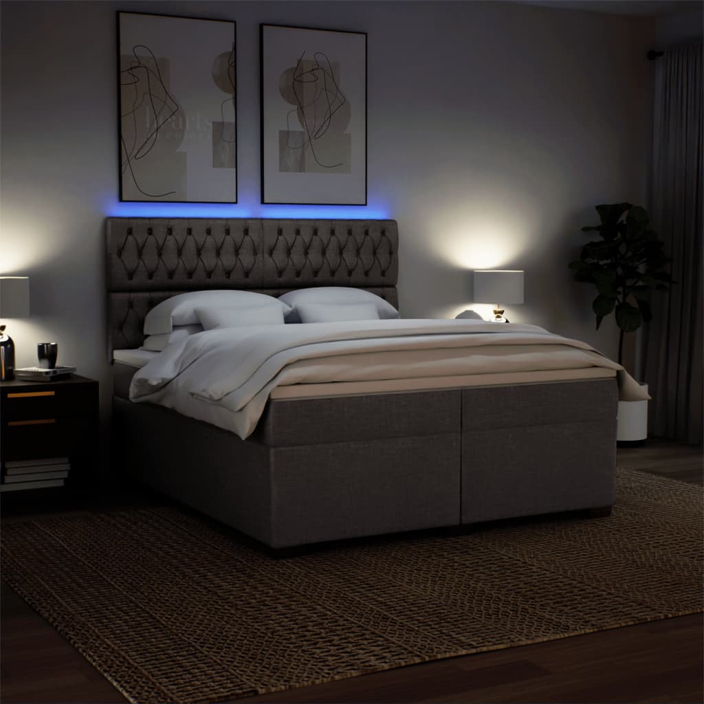 Giroletto a Molle con Materasso Tortora 200x200 cm in Tessuto | homemem39