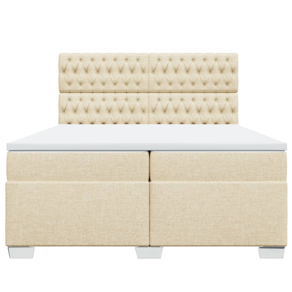 Giroletto a Molle con Materasso Crema 200x200 cm in Tessuto