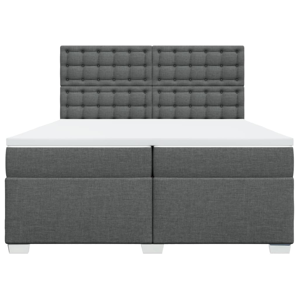 Giroletto a Molle con Materasso Grigio Scuro 200x200 cm Tessuto