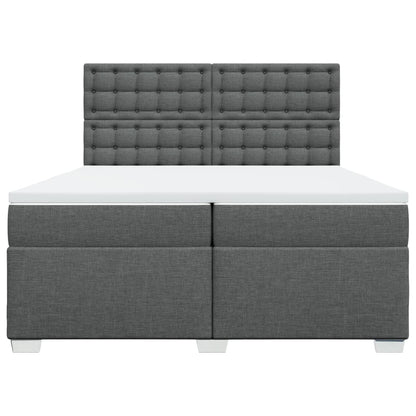 Giroletto a Molle con Materasso Grigio Scuro 200x200 cm Tessuto
