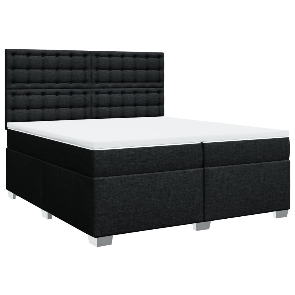 Giroletto a Molle con Materasso Nero 200x200 cm in Tessuto