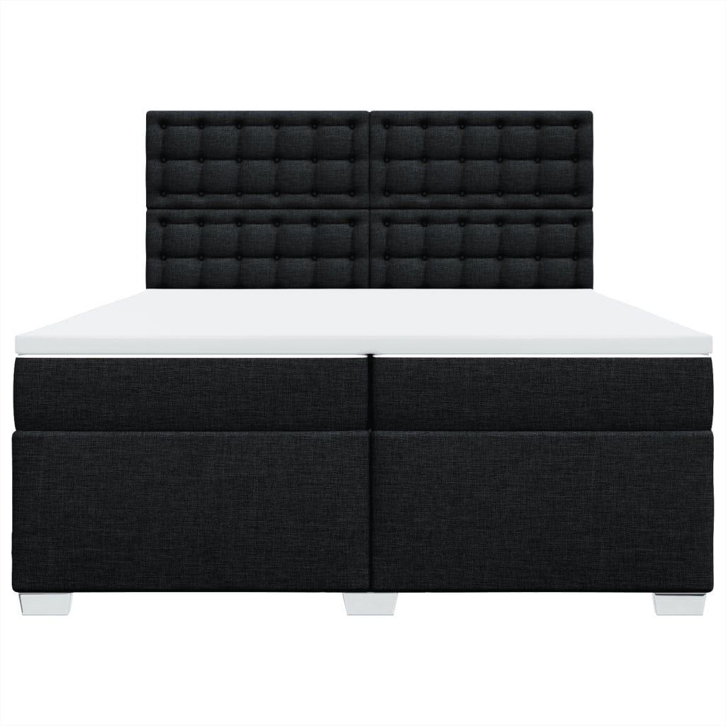 Giroletto a Molle con Materasso Nero 200x200 cm in Tessuto