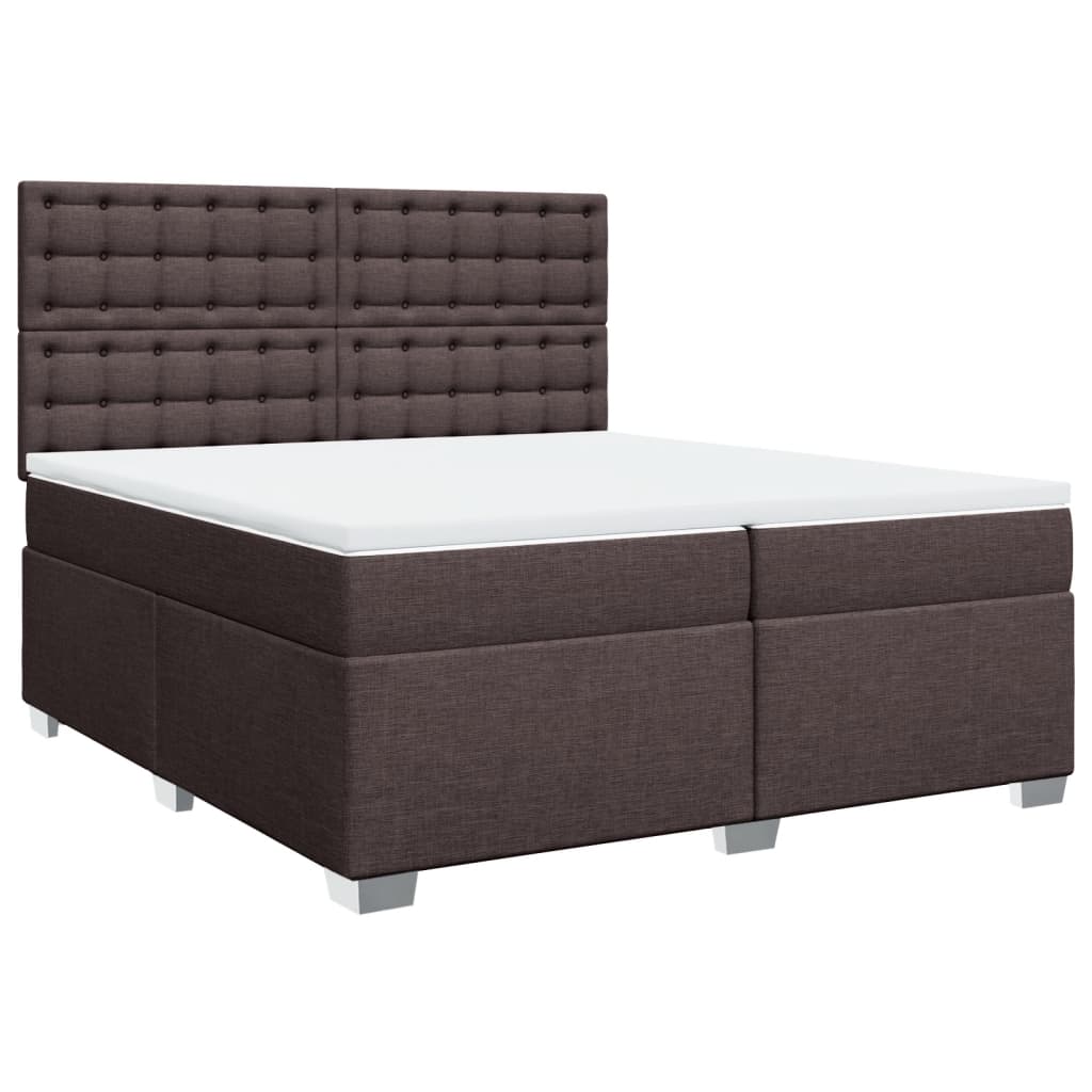 Giroletto a Molle con Materasso Marrone Scuro 200x200cm Tessuto