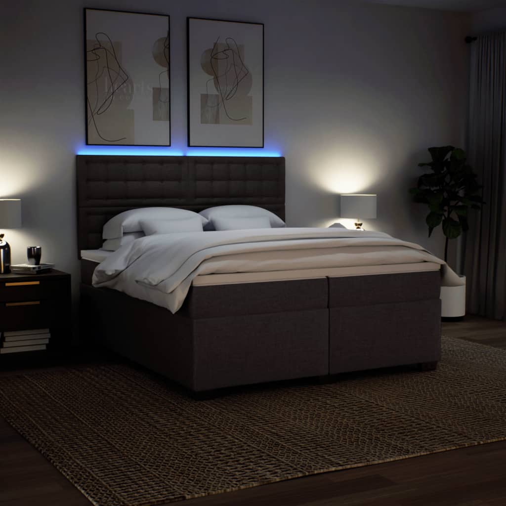 Giroletto a Molle con Materasso Marrone Scuro 200x200cm Tessuto