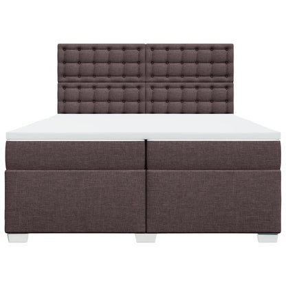 Giroletto a Molle con Materasso Marrone Scuro 200x200cm Tessuto