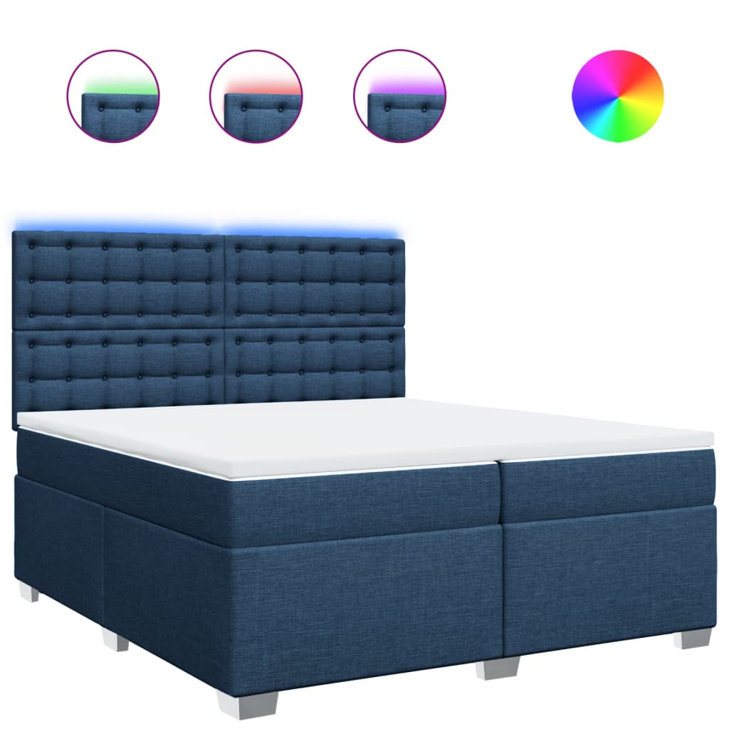 Giroletto a Molle con Materasso Blu 200x200 cm in Tessuto | homemem39