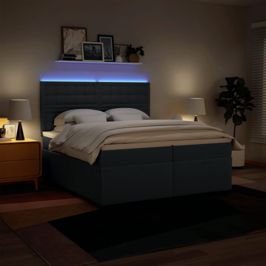 Giroletto a Molle con Materasso Blu 200x200 cm in Tessuto | homemem39