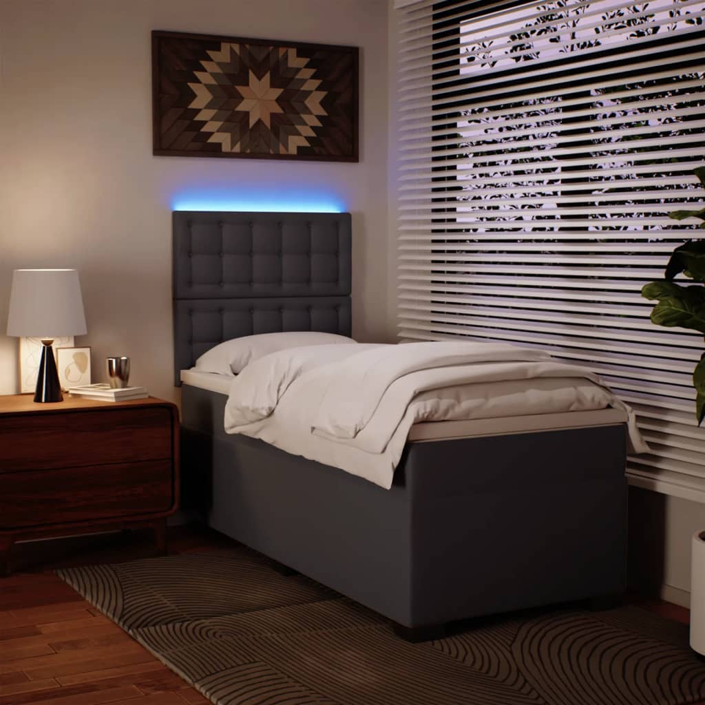 Giroletto a Molle con Materasso Grigio 90x190 cm in Similpelle - homemem39