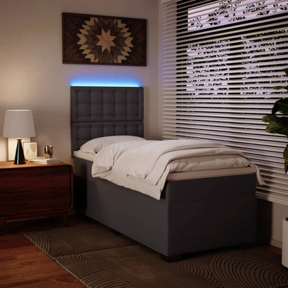 Giroletto a Molle con Materasso Grigio 90x190 cm in Similpelle - homemem39