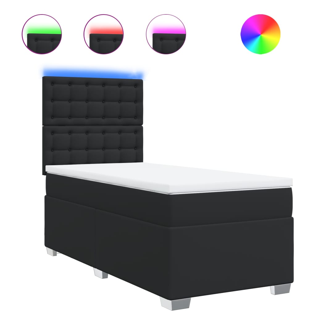 Giroletto a Molle con Materasso Nero 90x200 cm in Similpelle