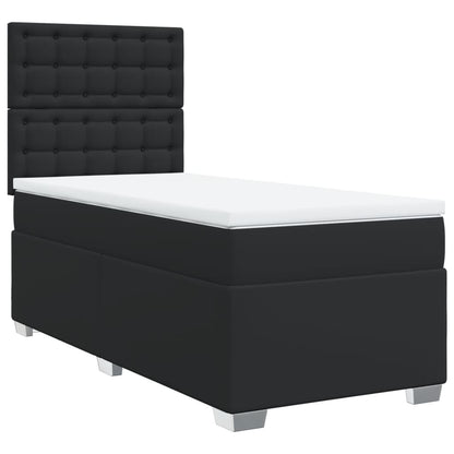 Giroletto a Molle con Materasso Nero 90x200 cm in Similpelle