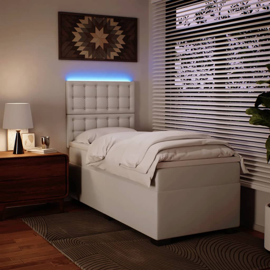 Giroletto a Molle con Materasso Bianco 90x200 cm in Similpelle - homemem39