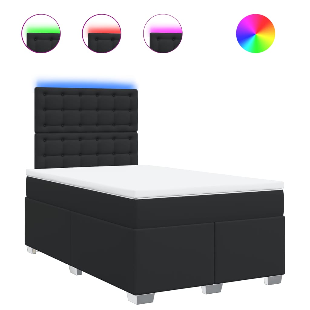 Giroletto a Molle con Materasso Nero 120x190 cm in Similpelle | homemem39