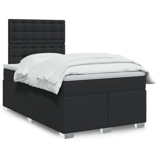 Giroletto a Molle con Materasso Nero 120x190 cm in Similpelle