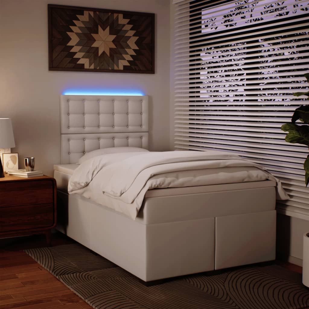 Giroletto a Molle con Materasso Bianco 120x190 cm in Similpelle - homemem39