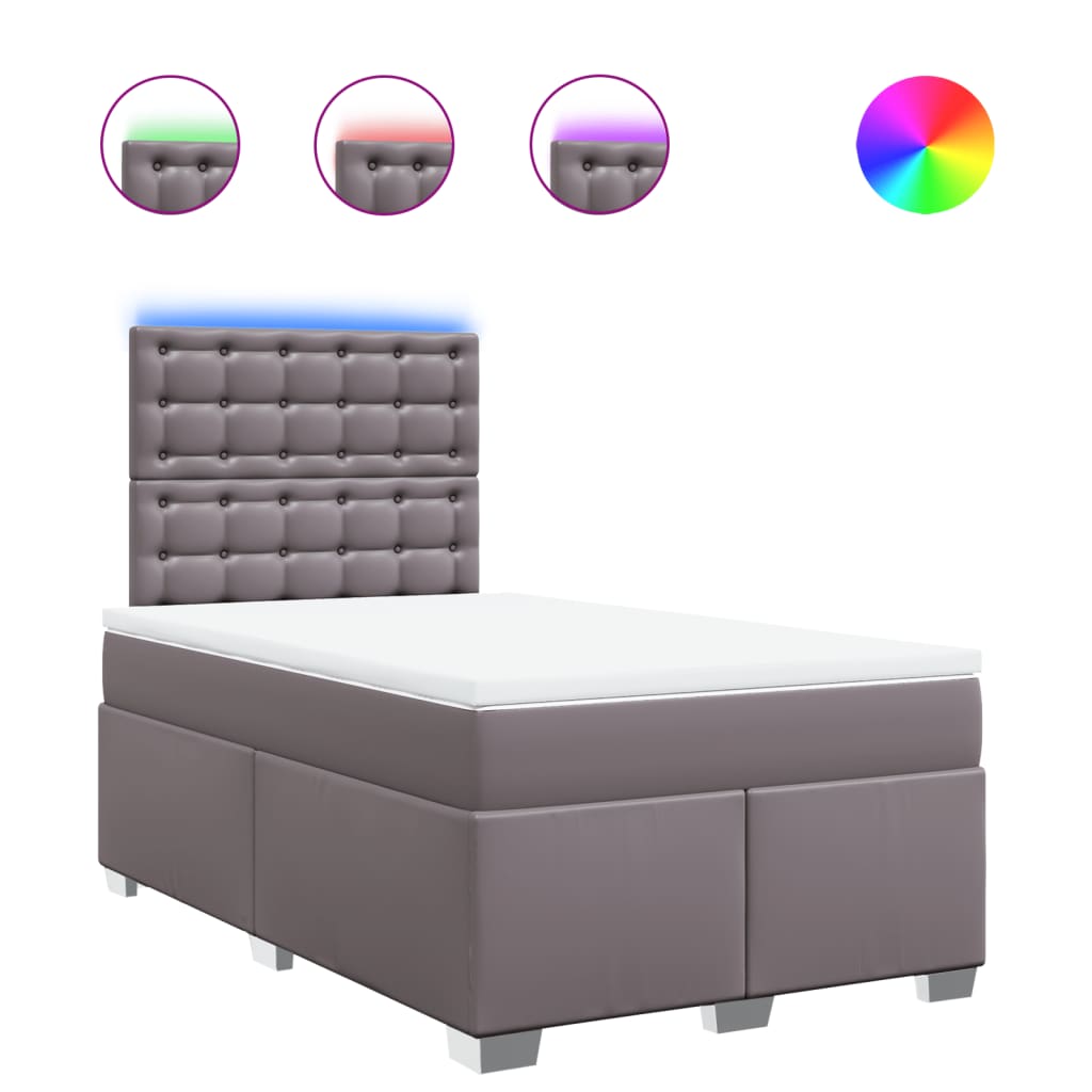 Giroletto a Molle con Materasso Grigio 120x190 cm in Similpelle
