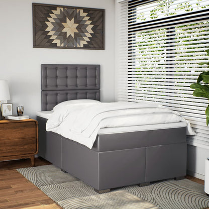 Giroletto a Molle con Materasso Grigio 120x190 cm in Similpelle
