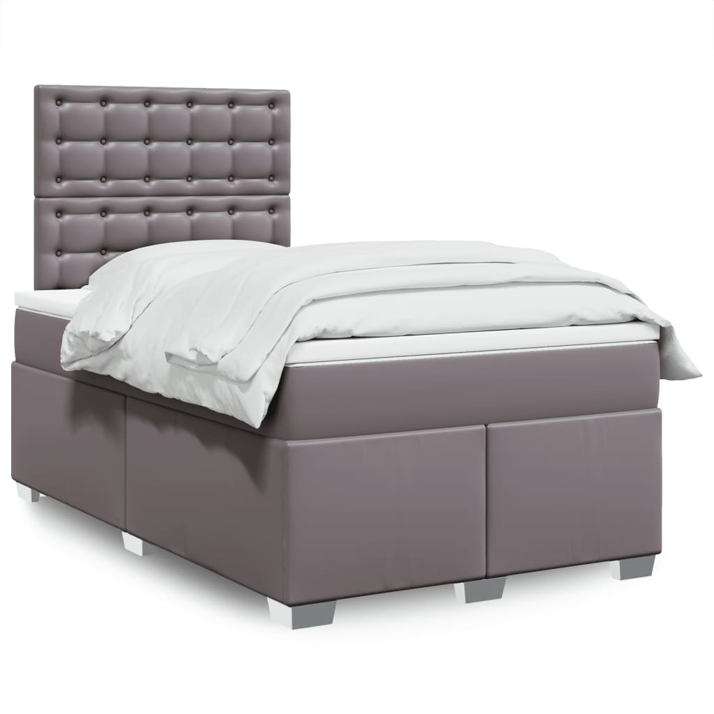 Giroletto a Molle con Materasso Grigio 120x190 cm in Similpelle