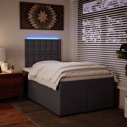 Giroletto a Molle con Materasso Grigio 120x200 cm in Similpelle - homemem39