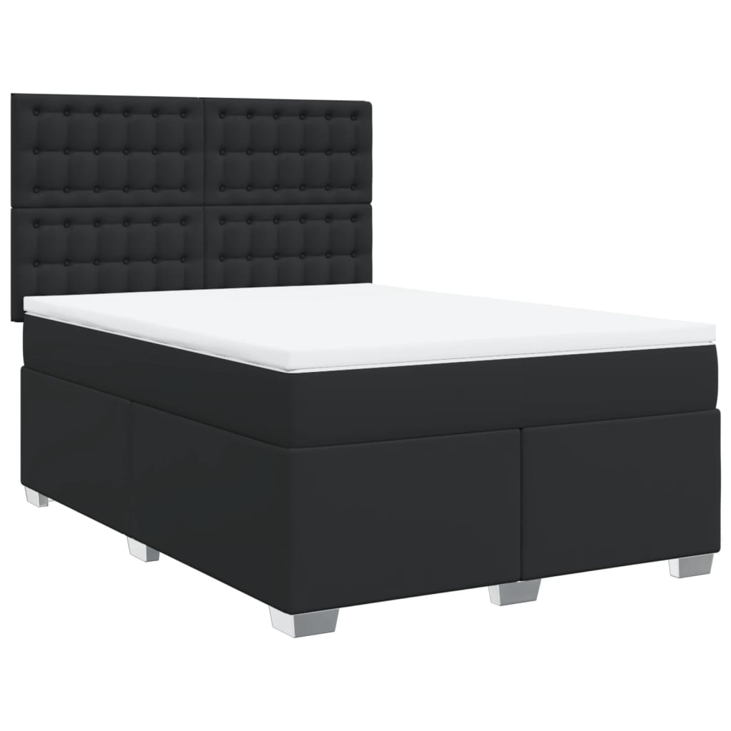 Giroletto a Molle con Materasso Nero 140x190 cm in Similpelle