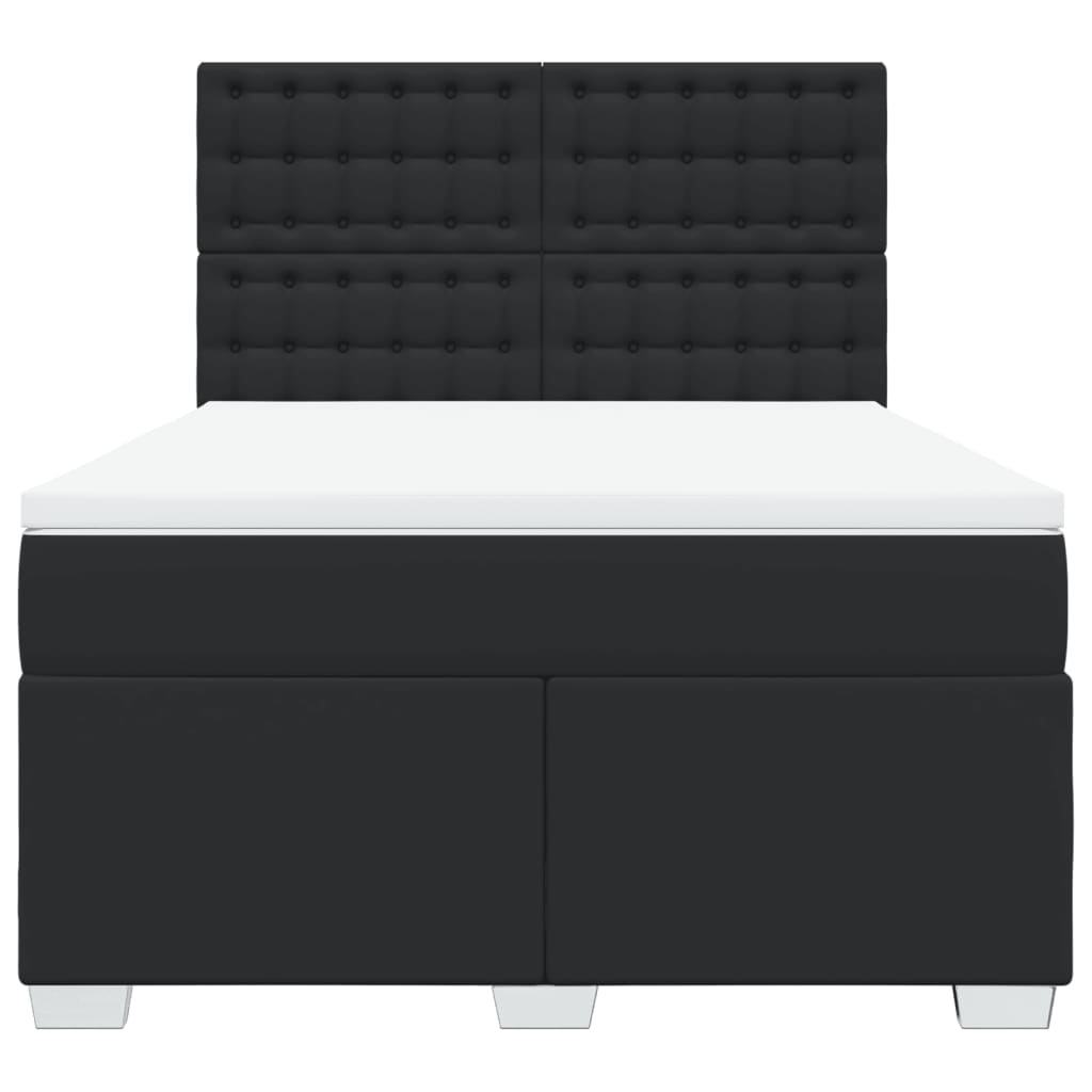 Giroletto a Molle con Materasso Nero 140x190 cm in Similpelle