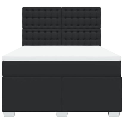 Giroletto a Molle con Materasso Nero 140x190 cm in Similpelle