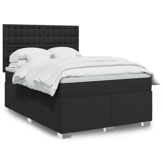Giroletto a Molle con Materasso Nero 140x190 cm in Similpelle