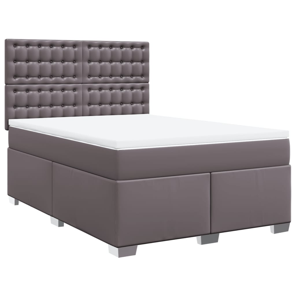 Giroletto a Molle con Materasso Grigio 140x190 cm in Similpelle