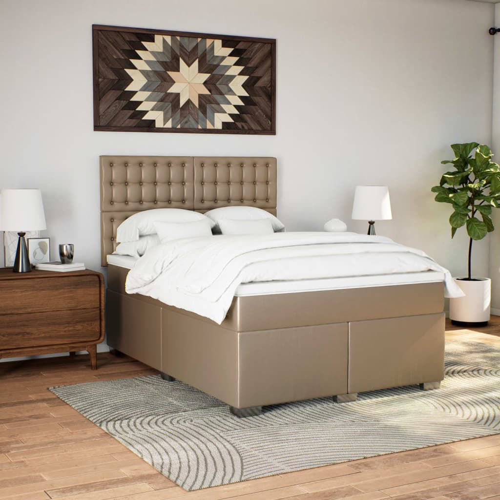 Giroletto a Molle con Materasso Cappuccino 140x190cm Similpelle