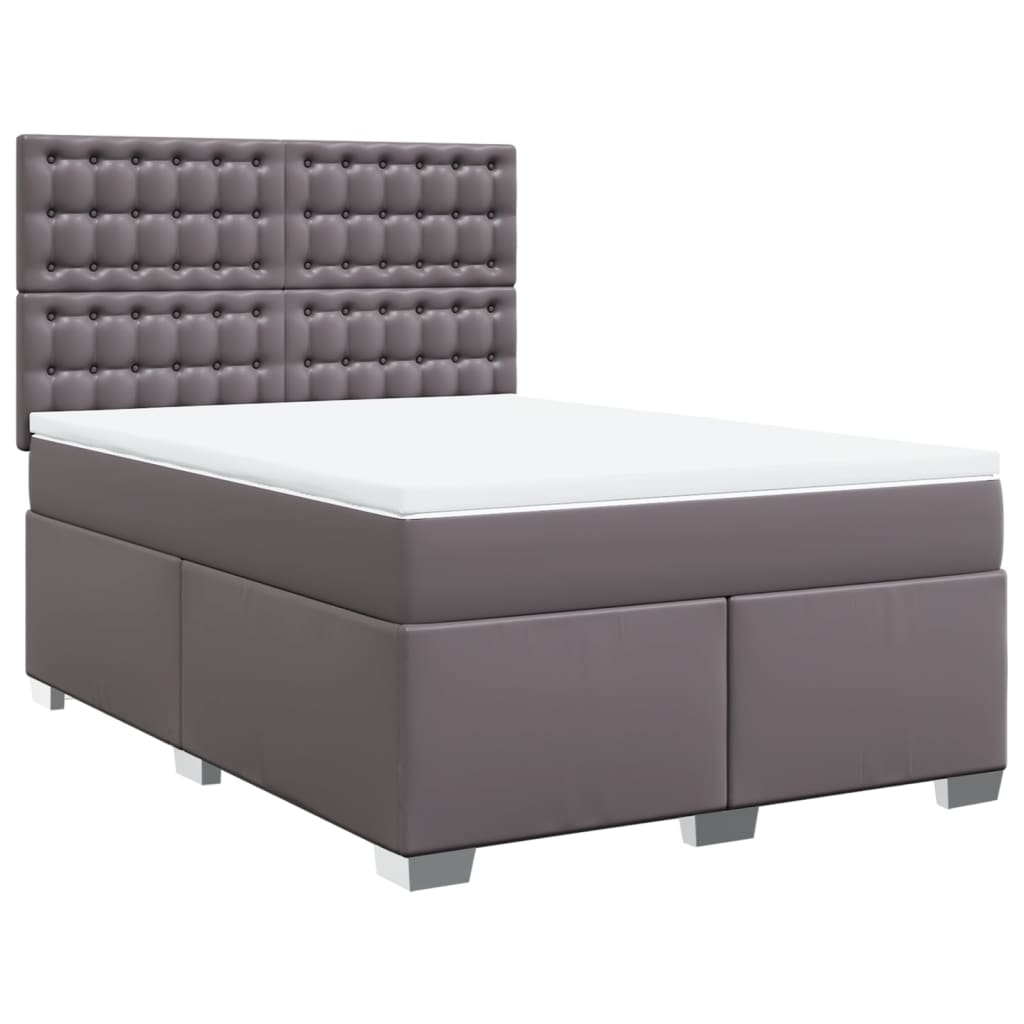 Giroletto a Molle con Materasso Grigio 160x200 cm in Similpelle
