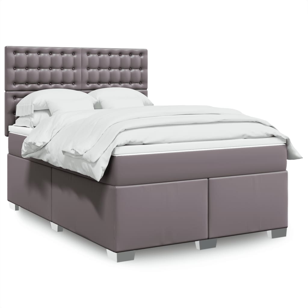 Giroletto a Molle con Materasso Grigio 160x200 cm in Similpelle