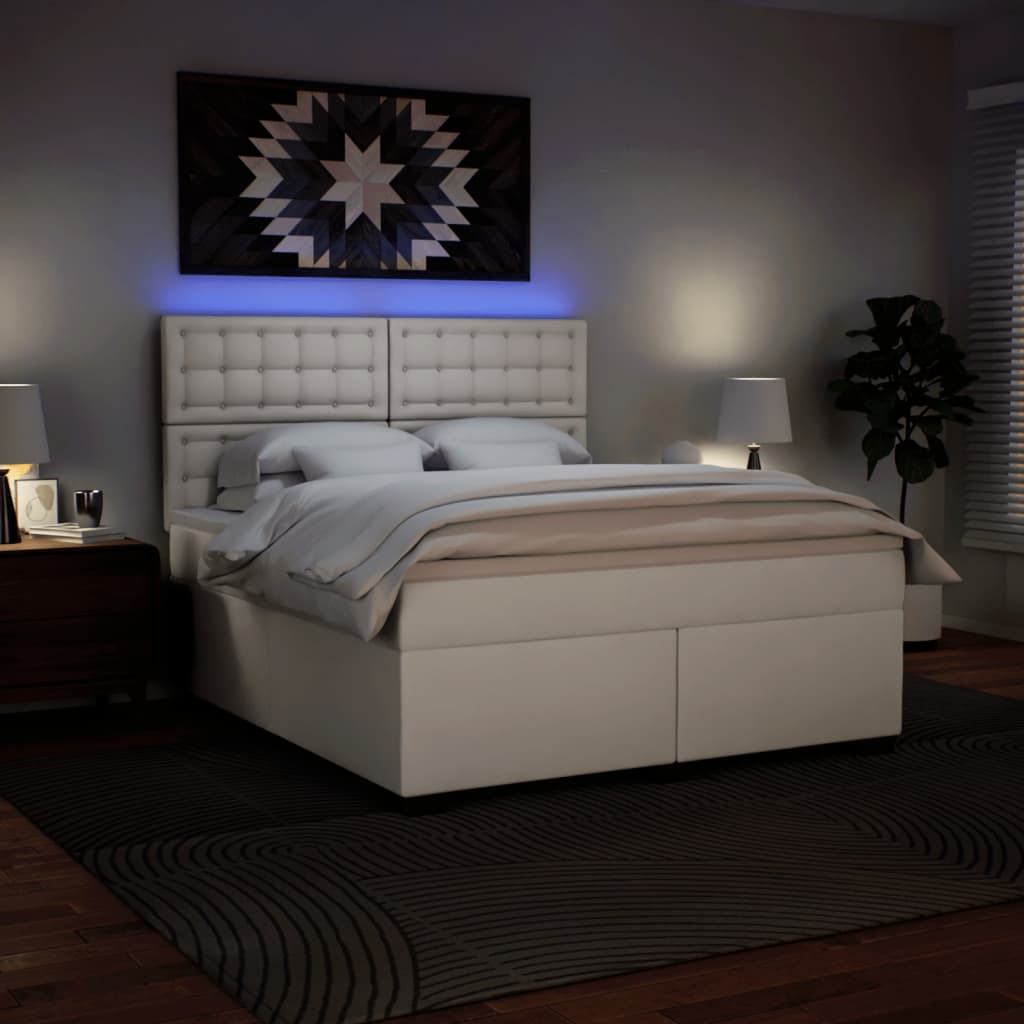 Giroletto a Molle con Materasso Bianco 180x200 cm in Similpelle - homemem39