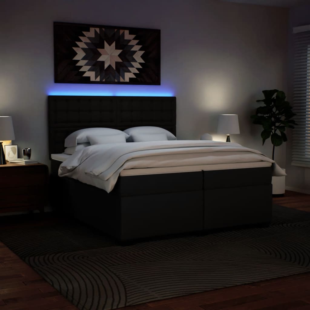 Giroletto a Molle con Materasso Nero 200x200 cm in Similpelle - homemem39