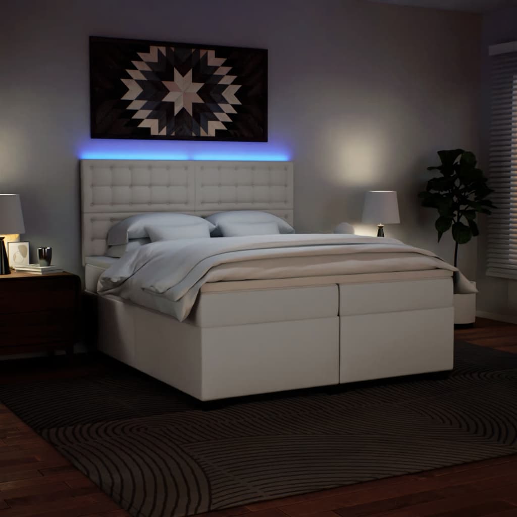 Giroletto a Molle con Materasso Bianco 200x200cm in Similpelle