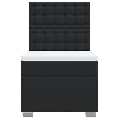 Letto a Molle con Materasso Nero Singolo in Similpelle - homemem39