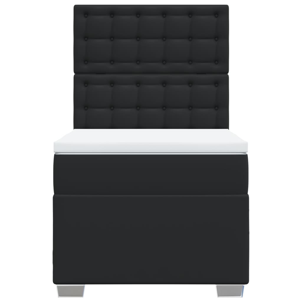 Letto a Molle con Materasso Nero Singolo in Similpelle