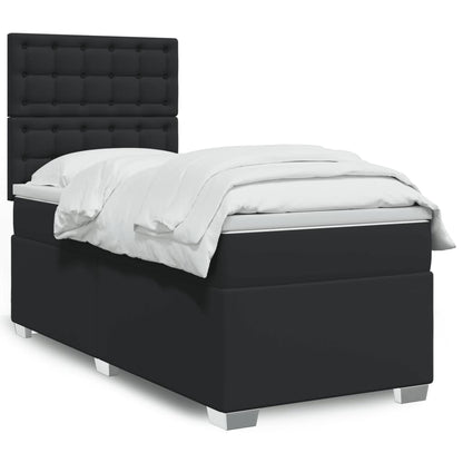 Letto a Molle con Materasso Nero Singolo in Similpelle - homemem39