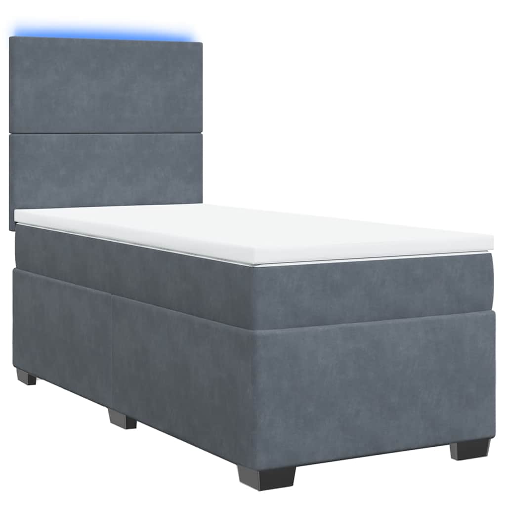 Giroletto a Molle con Materasso Grigio Scuro 80x200 cm Velluto | homemem39