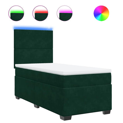 Giroletto a Molle con Materasso Verde Scuro 80x200 cm Velluto