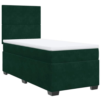 Giroletto a Molle con Materasso Verde Scuro 80x200 cm Velluto