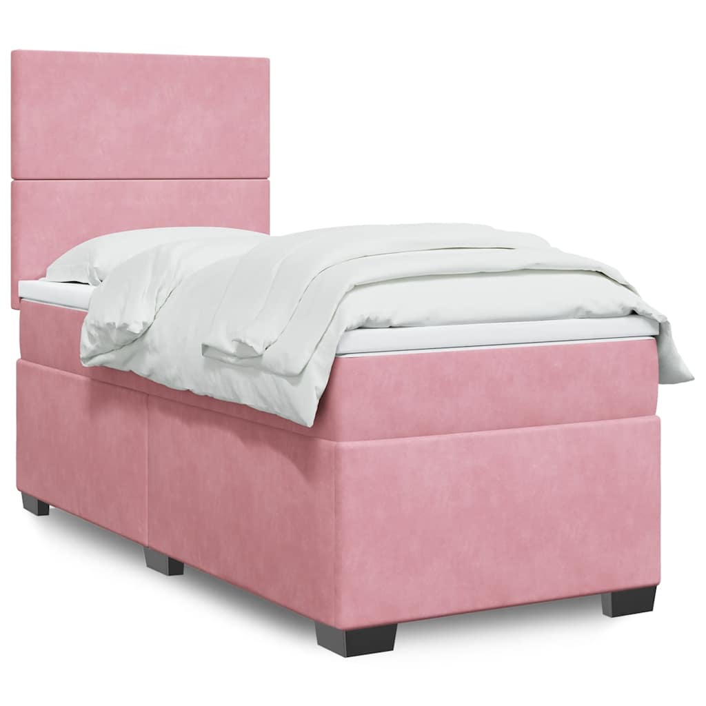 Giroletto a Molle con Materasso Rosa 80x200 cm in Velluto | homemem39