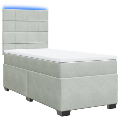Giroletto a Molle con Materasso Grigio Chiaro 80x200 cm Velluto