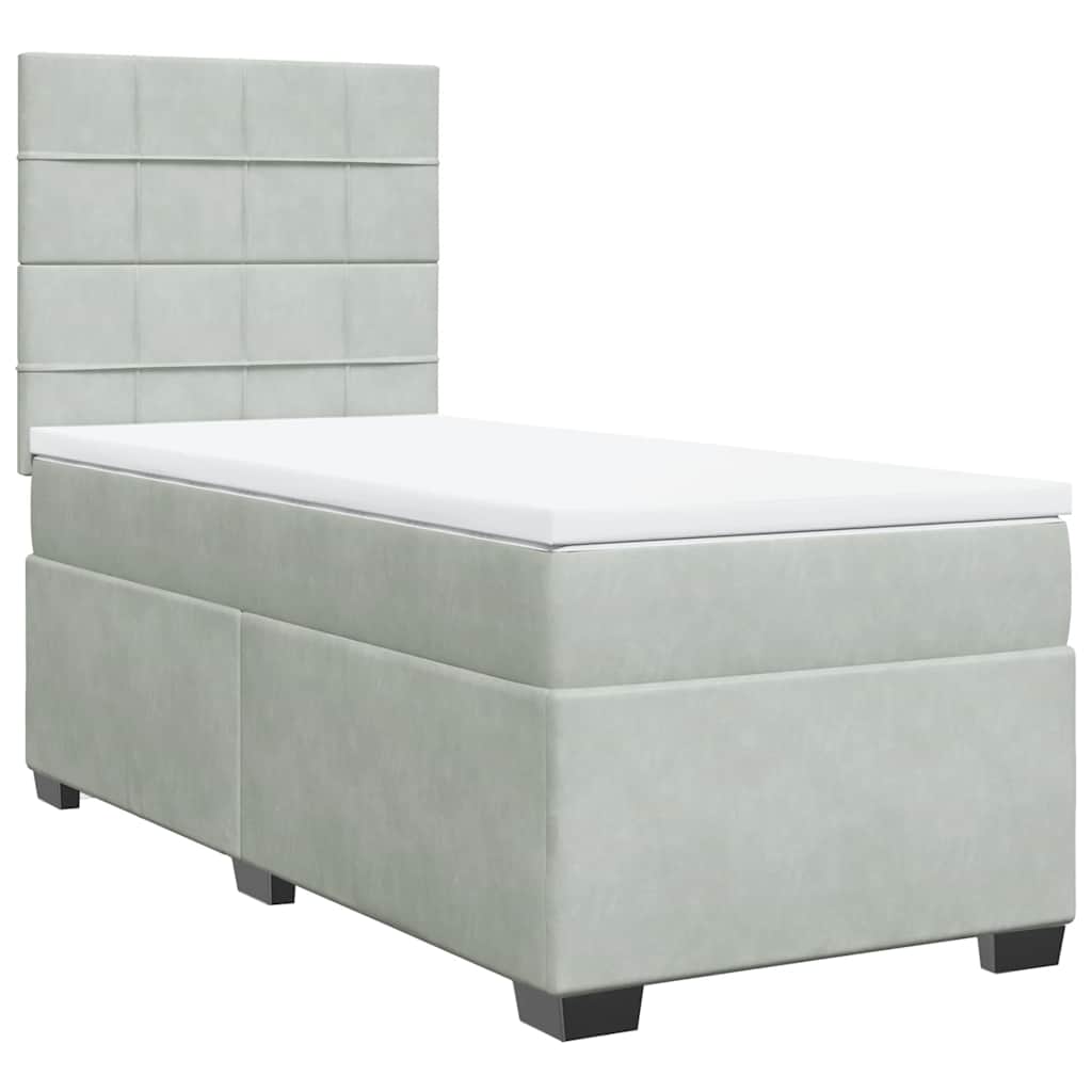 Giroletto a Molle con Materasso Grigio Chiaro 80x200 cm Velluto