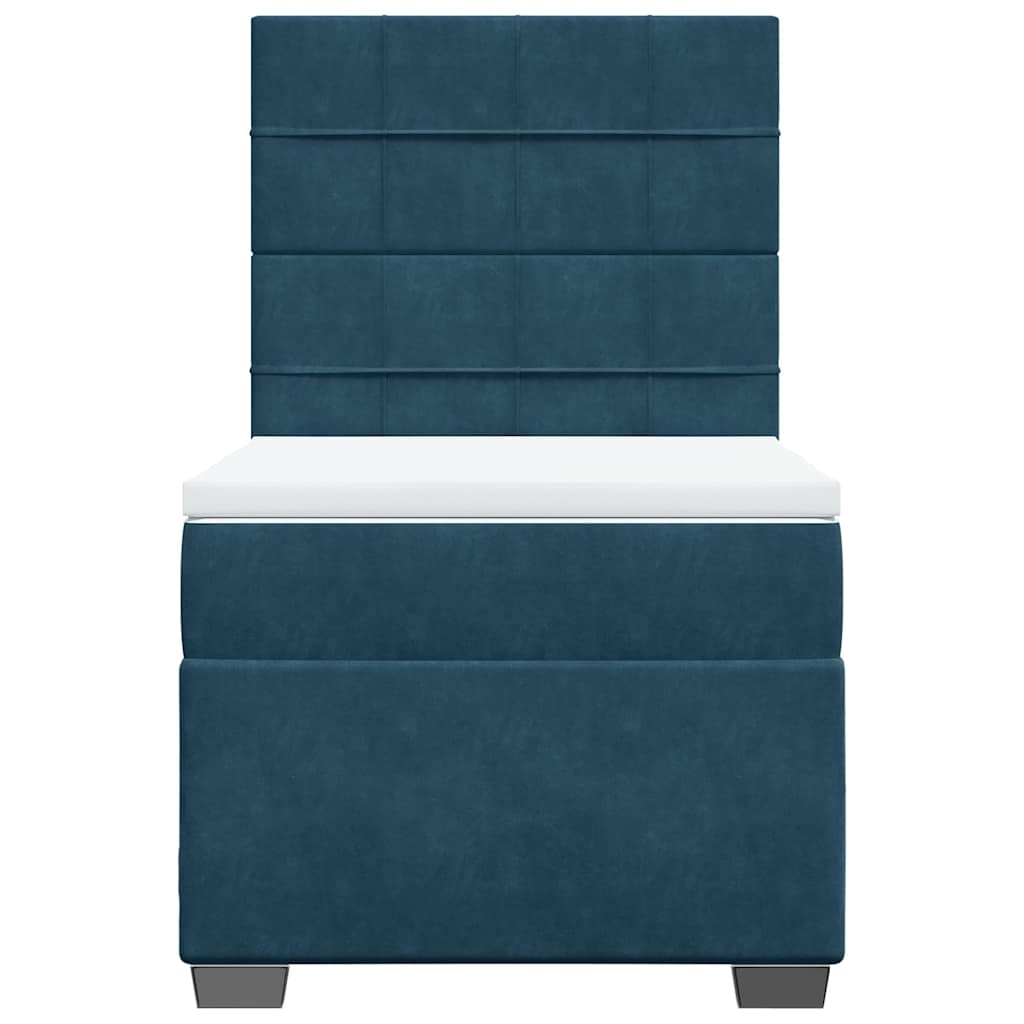 Giroletto a Molle con Materasso Blu 80x200 cm in Velluto